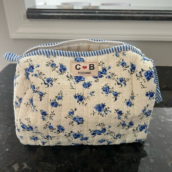Blue and White Floral Cosmetic Bags - Picture 1 of 5